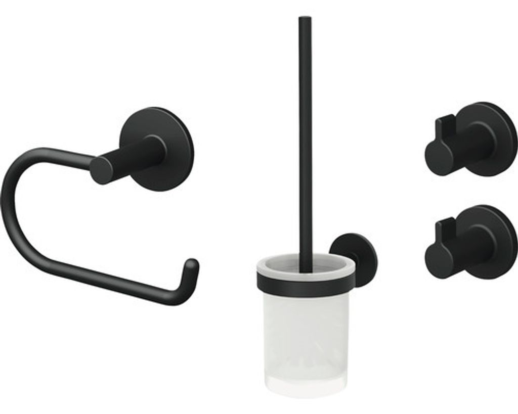 LENZ NERO Bad- Accessoires- Set in Schwarz-matt, 4-teilig 4590051