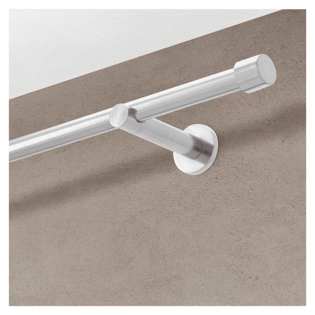 Gardinenstange Cap Ø 16mm, Wandmontage, Edelstahl-Optik - 220 cm