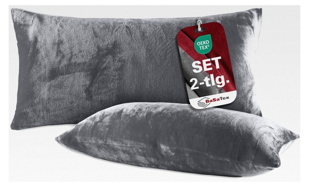 Plüsch Kissenbezug im Doppelpack | Cashmere Touch Kopfkissenbezug | Fleece Sofakissen | 100% Mikrofaser | 2x 40x80 cm | Anthrazit