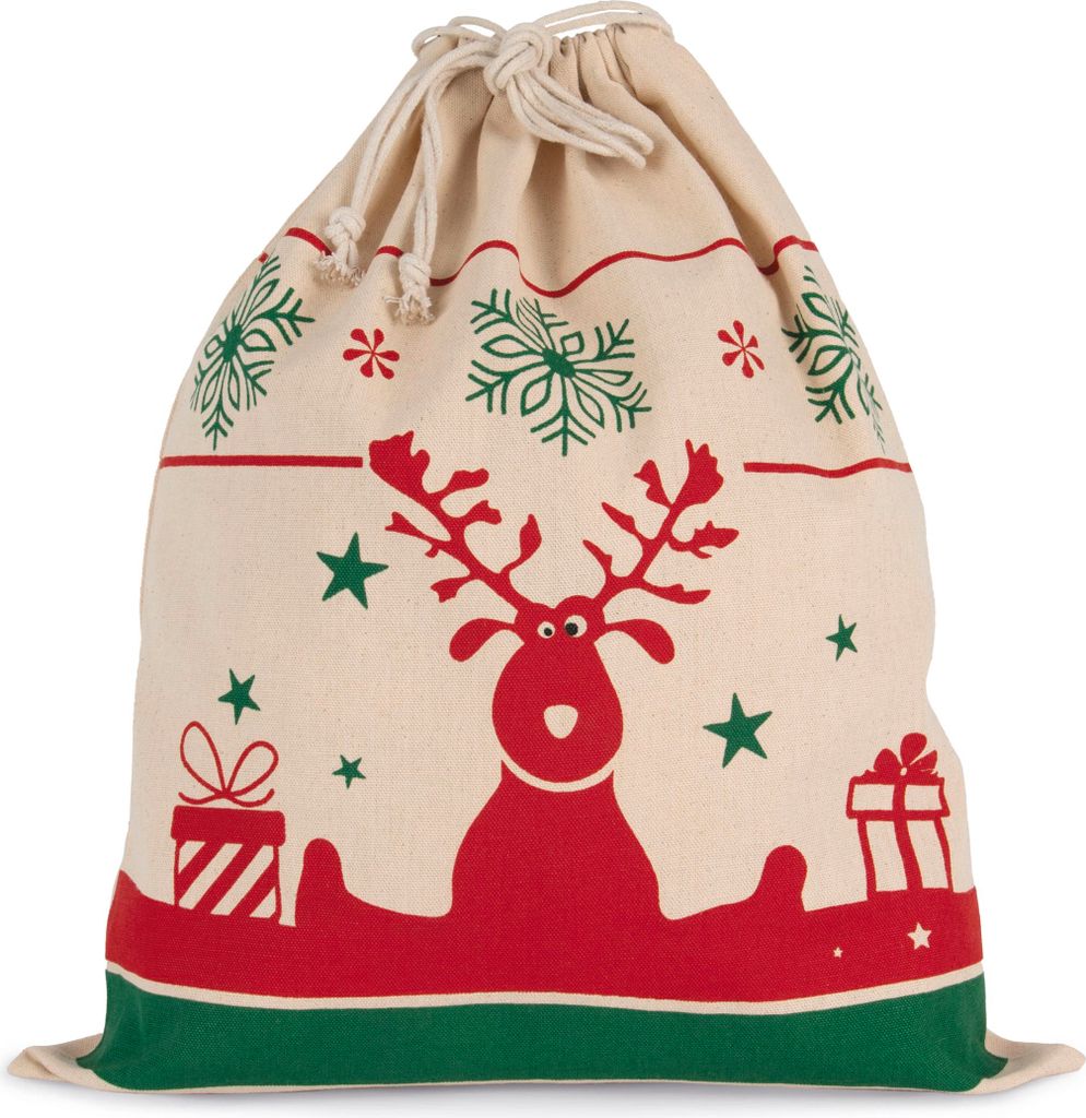 Kimood Weihnachtsbeutel Kordelzug Weihnachtsdekor Weihnachtsmann Bag, Größe:U, Farbe:Natural