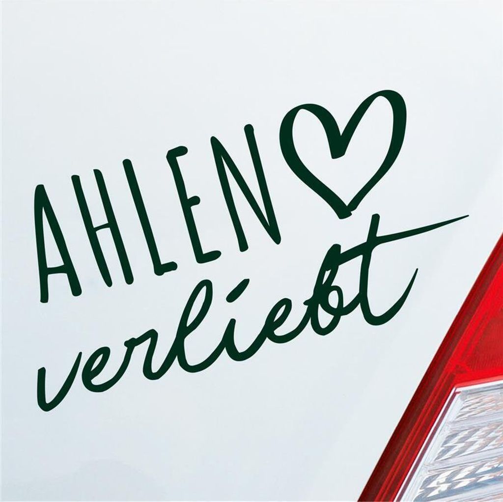 Auto Aufkleber Ahlen verliebt Herz Stadt Heimat Liebe Car 19x10 cm Dunkelgrün Sticker Heckscheibenaufkleber