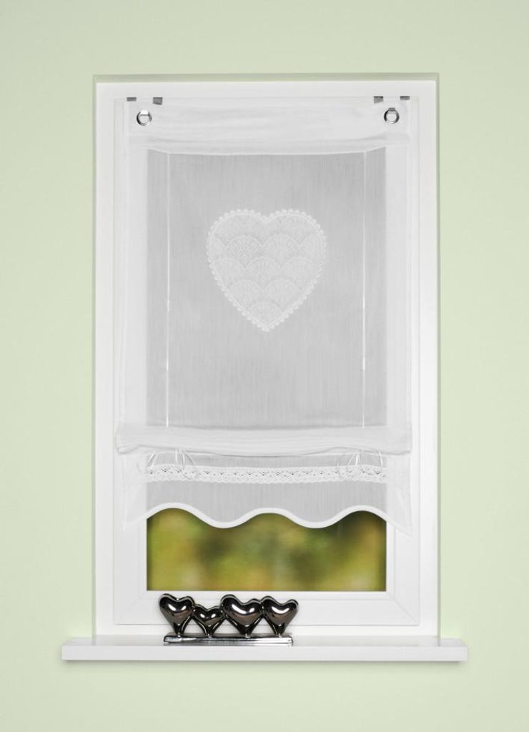 Bändchenrollo bestickt Corazon weiß 130 x 80 cm Produktbild 