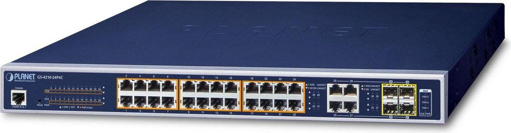 PLANET 24-Port 10/100/1000Mbps 802.3at PoE + 4-Port Gigabit