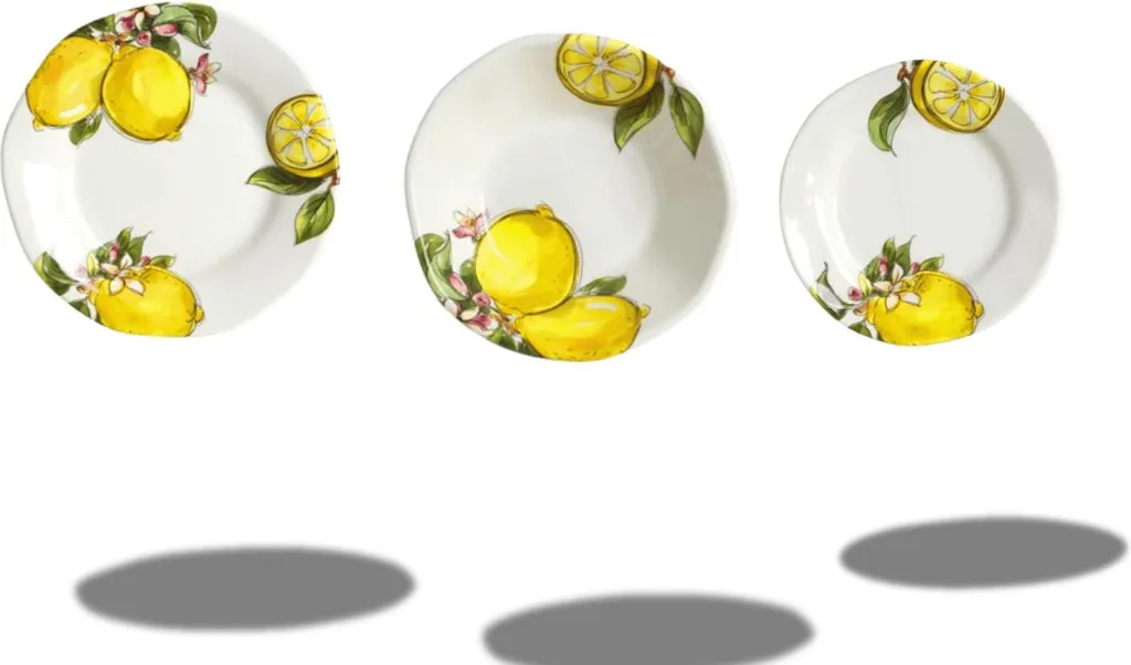 Set 18 assiettes Lemon pour le quotidien - Vaisselle méditerranéenne 6 pers