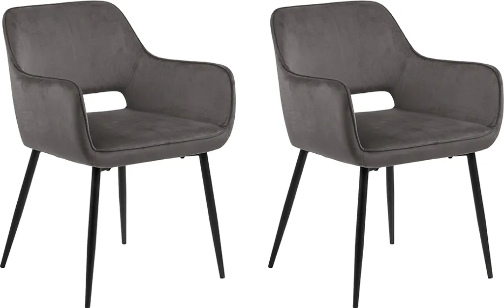 Chaise en velours Aelin gris foncé Smuk avec assise grand confort