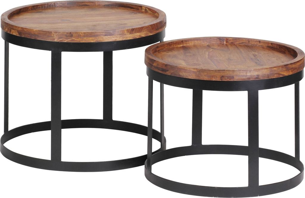 Wohnling Sheesham Massivholz Beistelltisch 2er Set Produktbild 