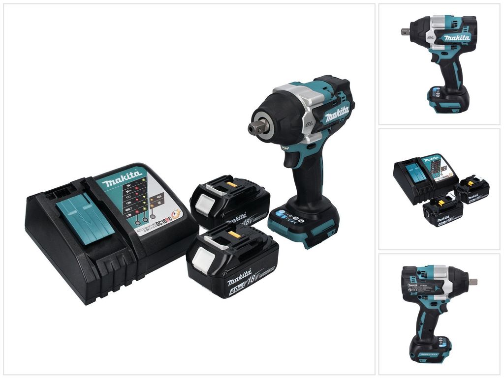 Makita DTW 701 RM Akku Schlagschrauber 18 V 700 Nm 1/2" XPT Brushless + 2x Akku 4,0 Ah + Ladegerät