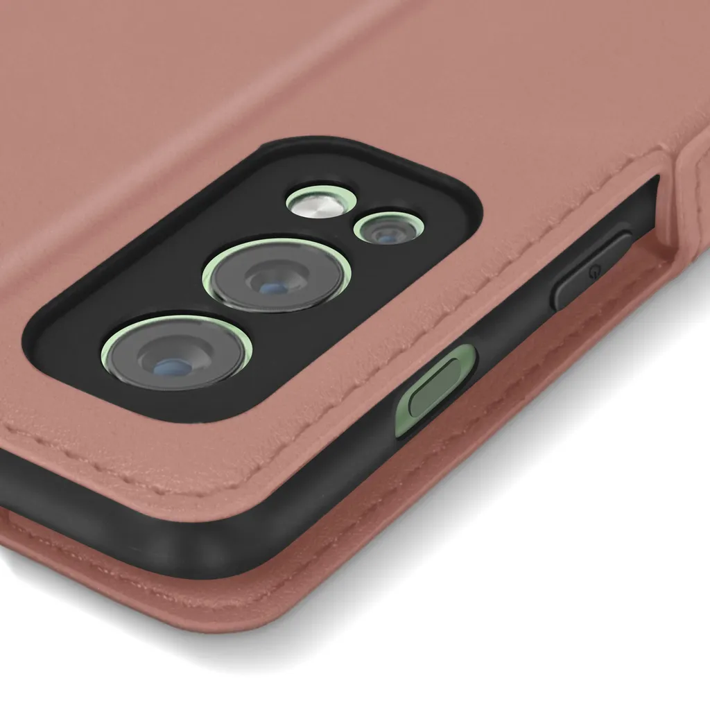Cover OnePlus Nord 2 con Stand e Porta Carte - Oro Rosa Magnetica - 5