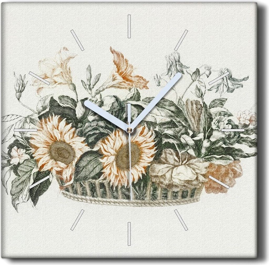 Coloray Hodiny Unikátní 30x30 cm Tiché hodiny Pro obývací pokoj a kuchyň Nástěnné hodiny Plátno Černé ručičky hodin - sázet květiny