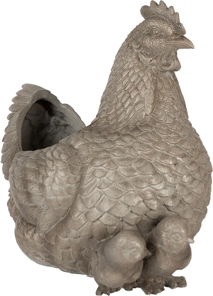 Pot de fleurs poulet léger incassable gris pour extérieur