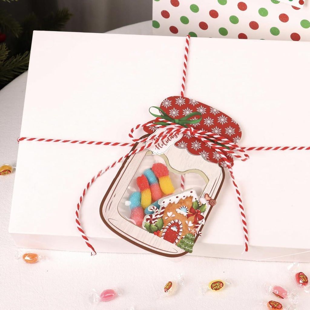 Allecto Premium - Festliche Weihnachtsgeschenkbeutel Set - 48 Stück - Für Kinder - Geburtstag und Weihnachtsfeier - Süßigkeiten und Karten - Pa...