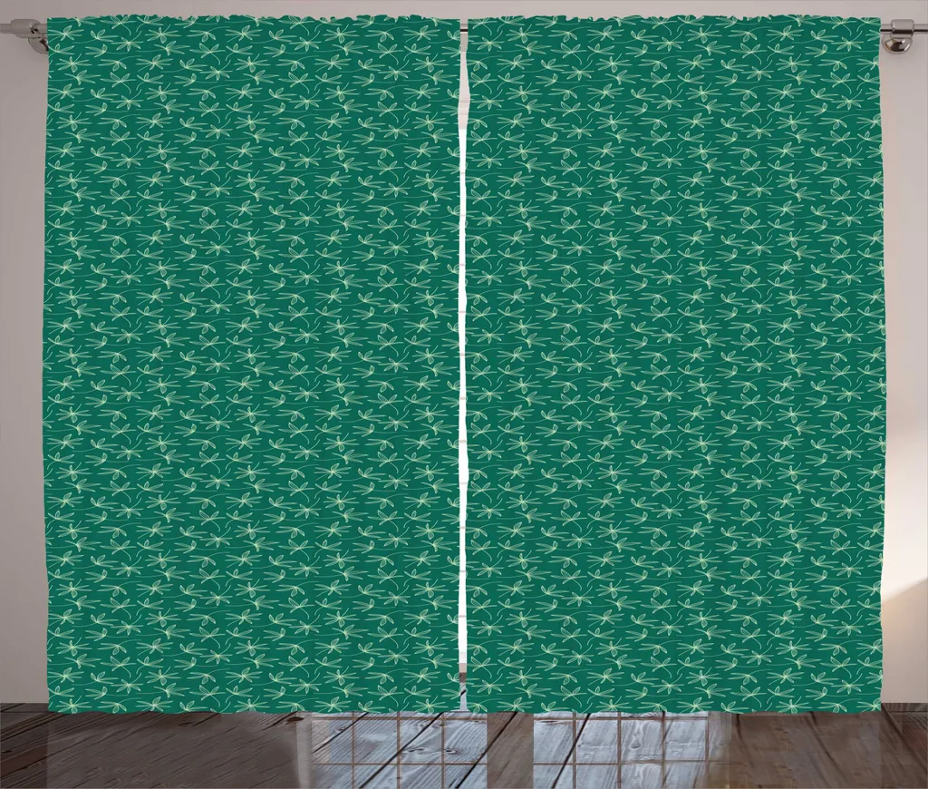 Rideau Rustique avec Boucles et Crochets Motif Botanique Vert 280x225 cm
