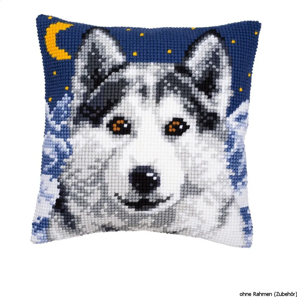Coussin à Broder Husky en Canevas Gros Point pour Décoration DIY 40cm