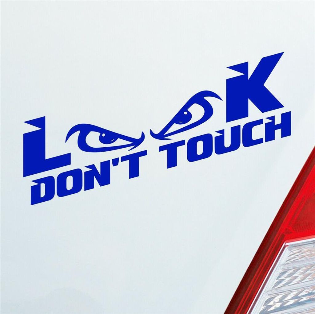 Auto Aufkleber Look Dont Touch Bad Eyes Böser Blick Monster Tuning 15x4 cm Dunkelblau Sticker Heckscheibenaufkleber