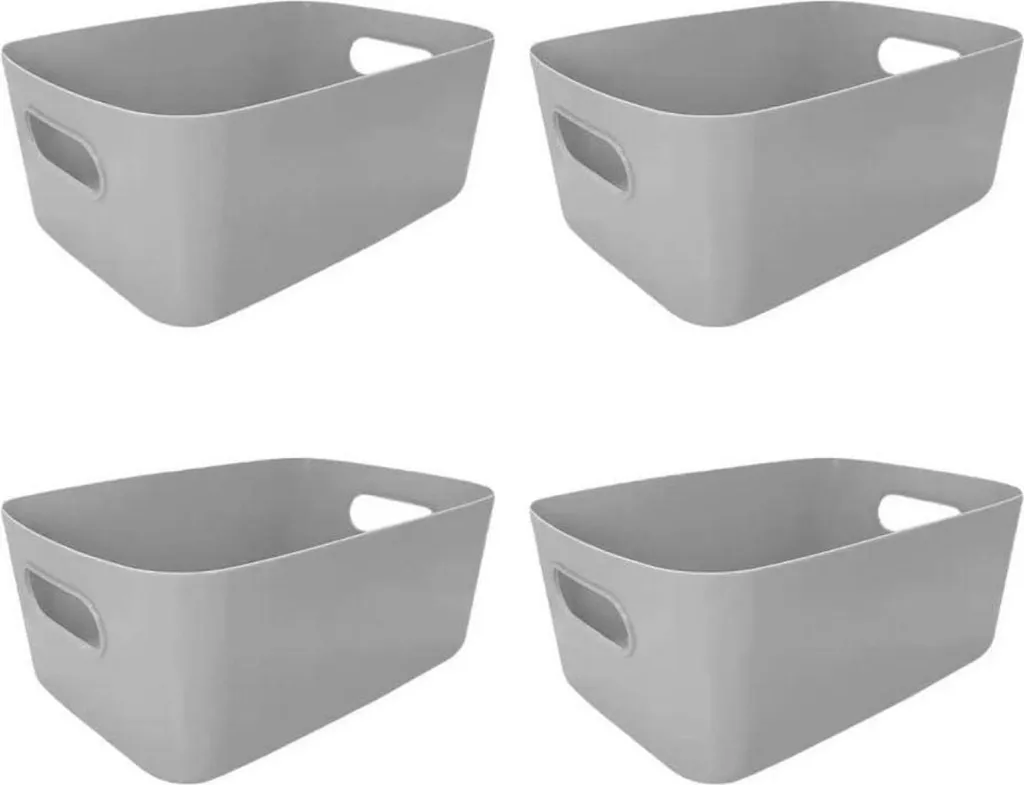 set di 4 scatole portaoggetti 25 x 17 x 10 cm in plastica per cucina e bagno