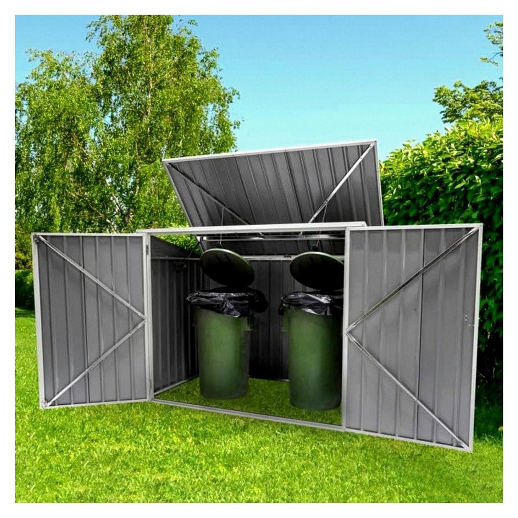 Metallgartenhaus, wetterfest für Rad- und Gartengeräte, Geräteschuppen, Mülltonnenbox, Fahrradgarage, Gartenaufbewahrung, Gartenschrank - 173x1...