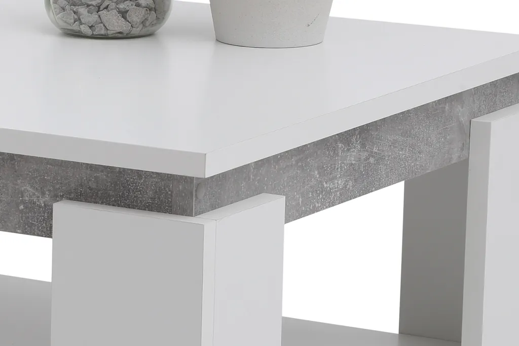 Table basse rectangulaire avec étagère basse effet béton Tim - 3