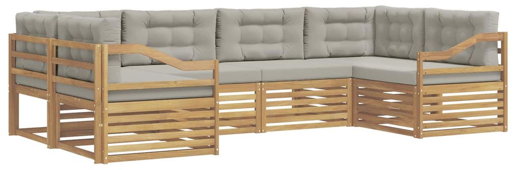 vidaXL Outdoor-Sofagarnitur 6 pcs Weiß und Hellgrau Polyester