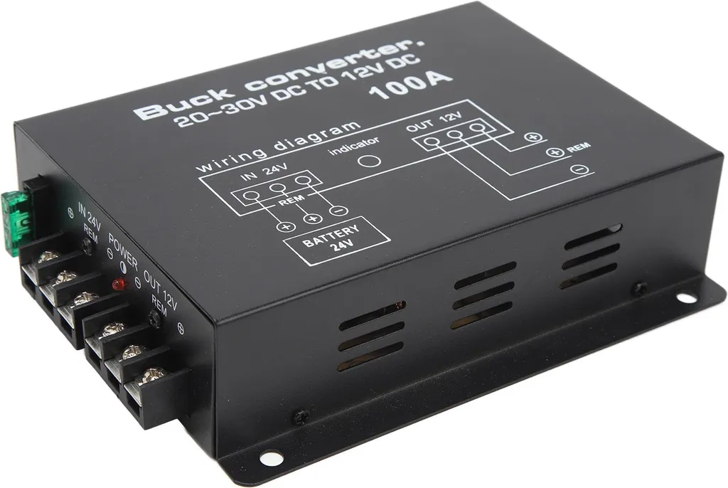 Réducteur de tension 24V-12V 100A avec protection contre surchauffe