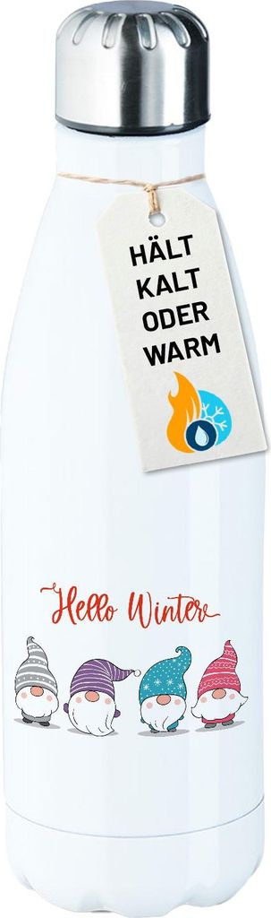 Huuraa Trinkflasche Hello Winter Wichtel Weihnachtself 500ml White Edelstahl Wasserflasche Trinkflasche Geschenkidee