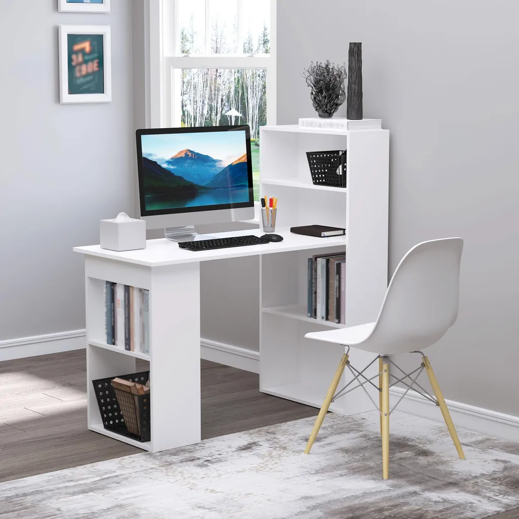 Table à manger polyvalente et bureau d'ordinateur avec rangement étagère - 8