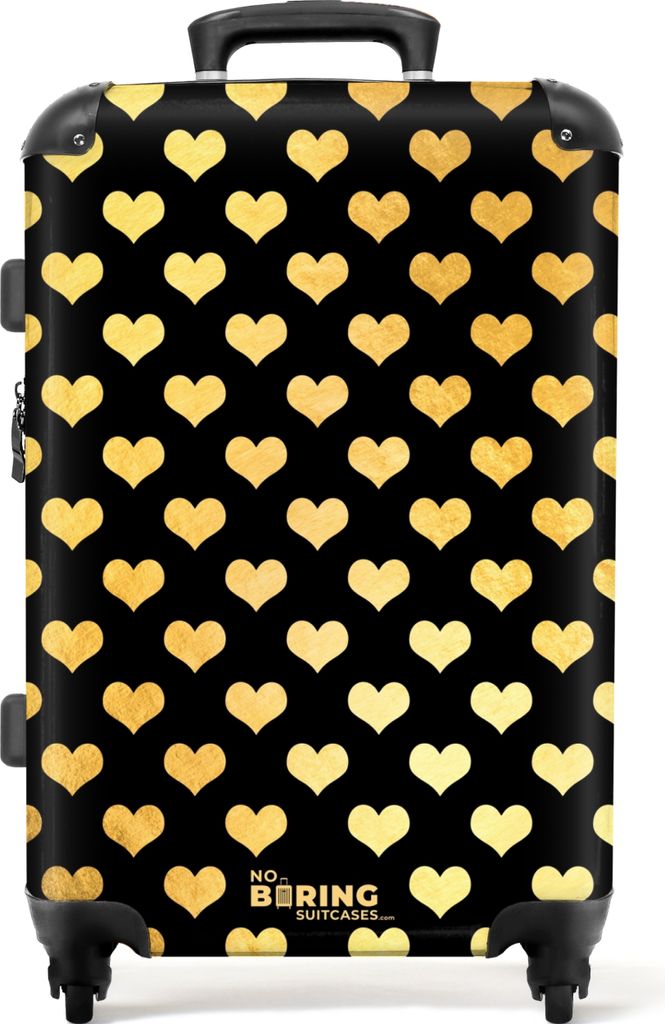 NoBoringSuitcases.com® Großer Koffer - Goldene Herzen auf Produktbild 