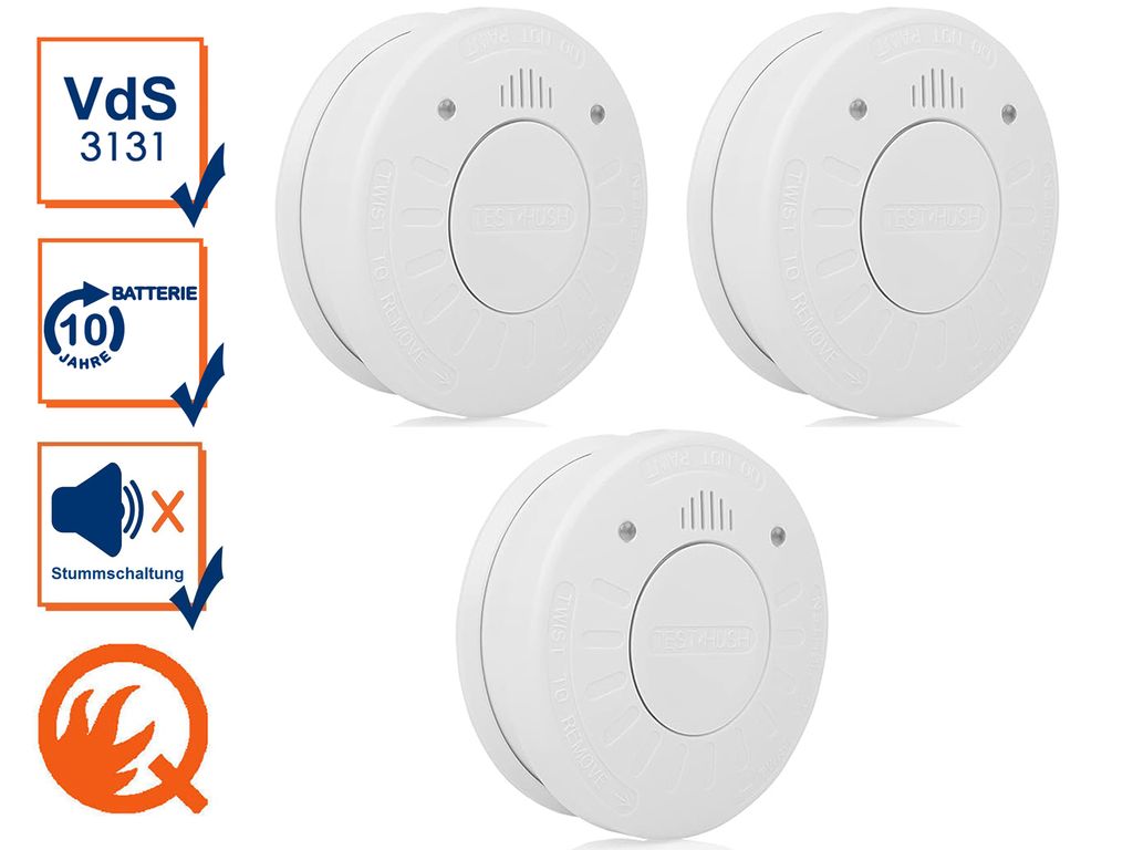 Smartwares Rauchmelder 3 Stk. 10x10x3,3 cm Weiß