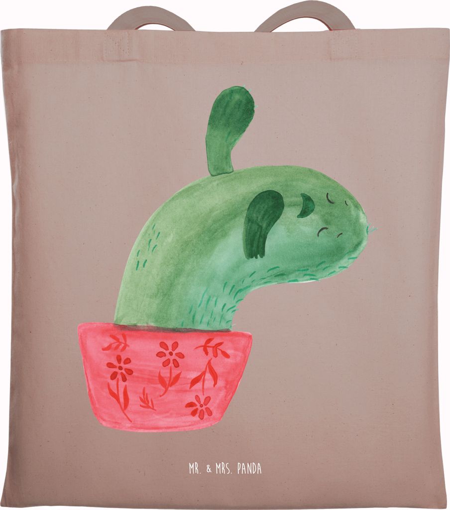 Mr. & Mrs. Panda Shopping Tasche Kaktus Mama - Braun Pastell - Geschenk, Motivation, Kakteen, Stoffbeutel, Tote Bag, Büro, Jutetasche, Ärger, Jut...