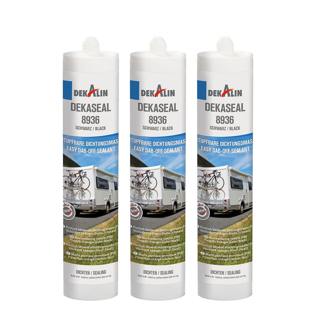 3x Dekalin Dekaseal Dichtungsmasse 8936 Schwarz (Kartusche) 310ml