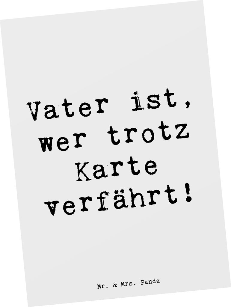 Mr. & Mrs. Panda Postkarte Spruch Vater Abenteuer - Weiß - Geschenk, Grußkarte, Vaterliebe, Ansichtskarte, Fotokarte, Navigation, Reisen, Familie...