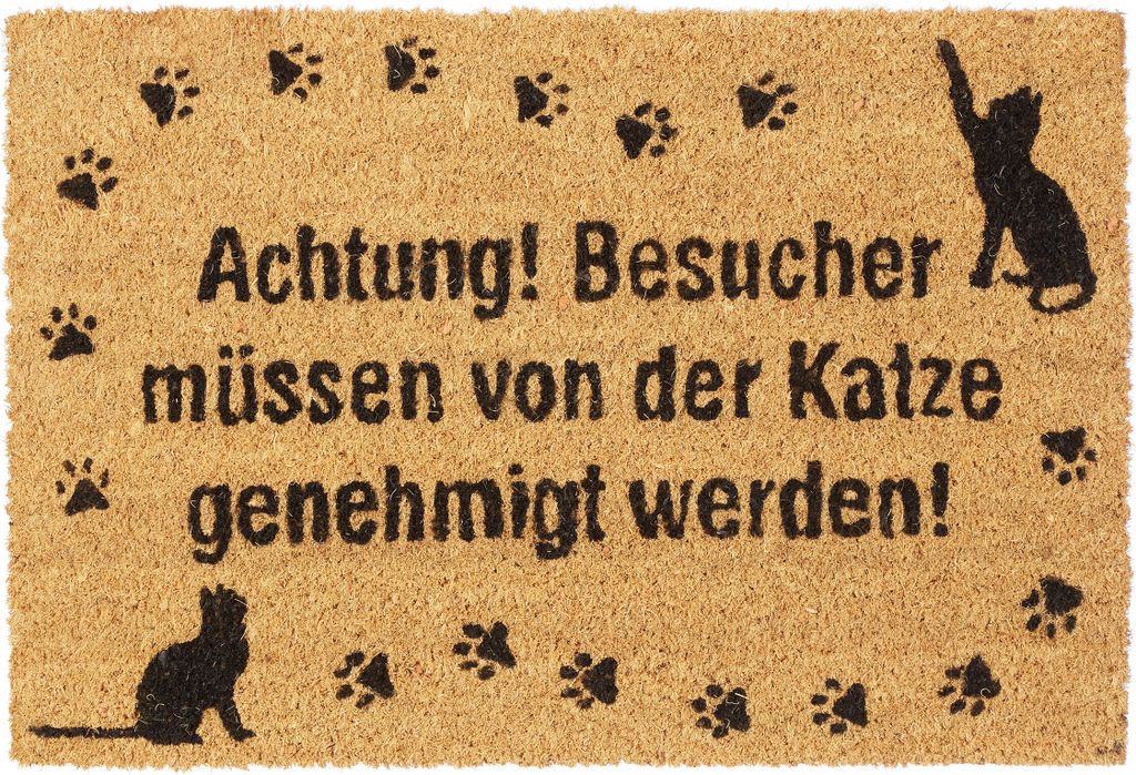relaxdays Fußmatte Kokos Katze Produktbild 