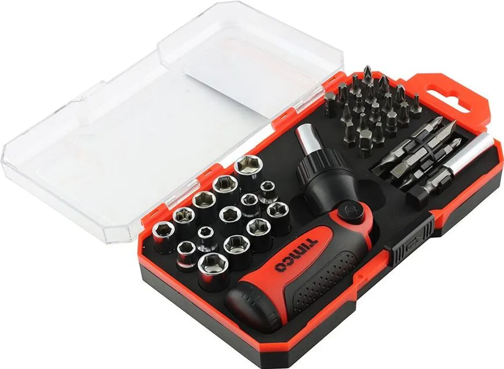 Kit Tournevis à Cliquet Timco 46 Pièces en Acier Chrome-Vanadium Dur