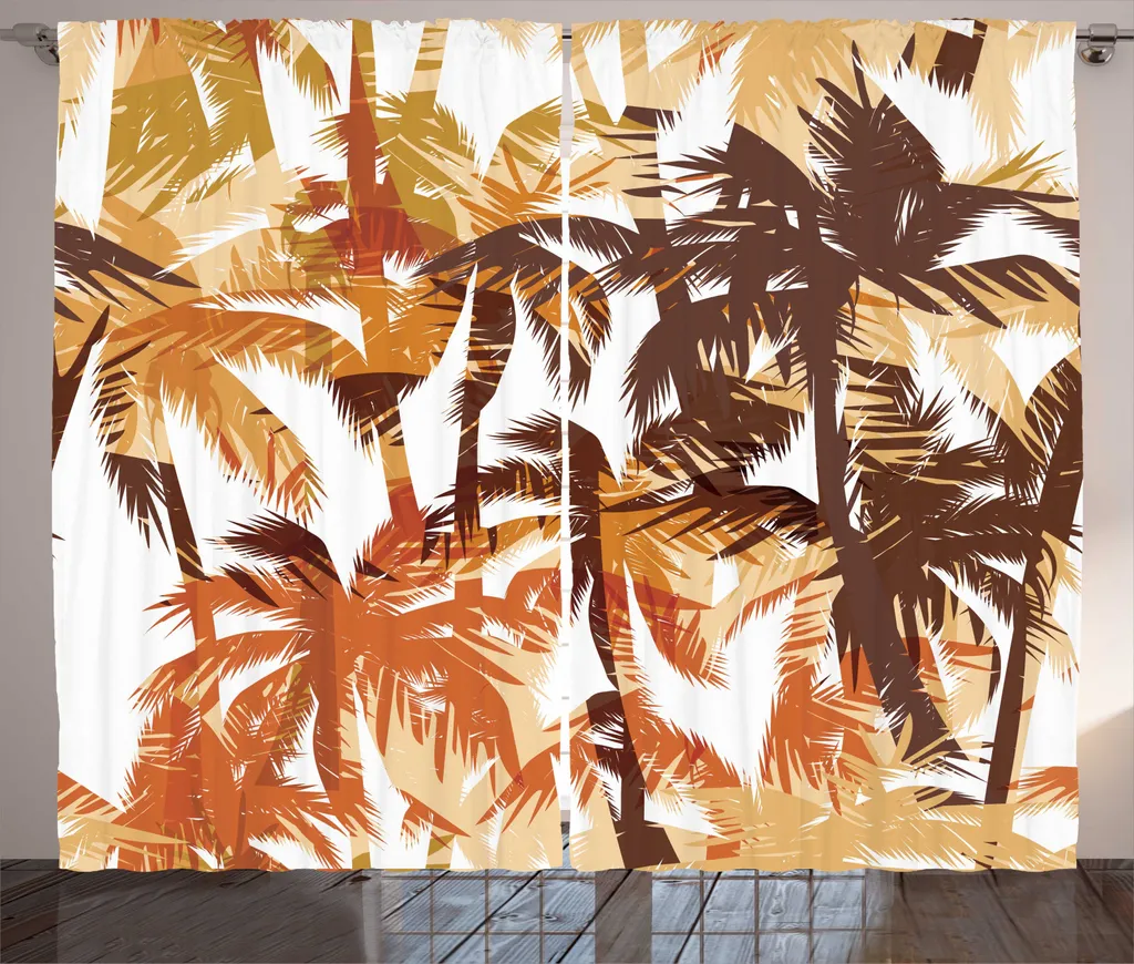 Rideaux de Salon Faciles à Poser Motif Île et Palmiers 280 x 225 cm