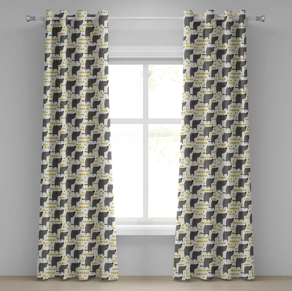 Tende Moderne ABAKUHAUS 280x225 Grigio Giallo Sketch Cani