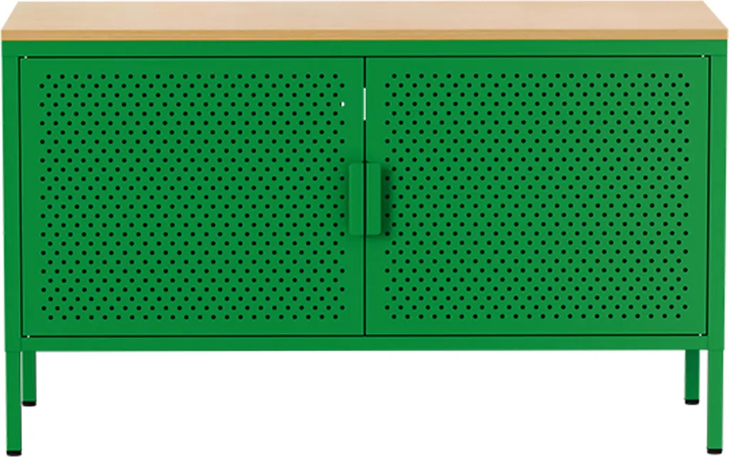Buffet bas 100 cm métal vert rangement robuste pour petit appartement - 4