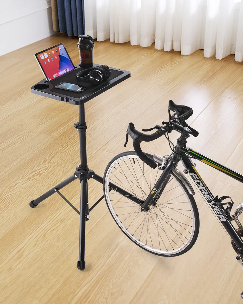 VEVOR Table de Vélo Fixe Pliable Réglable, Bureau pour Home Trainer, Noir