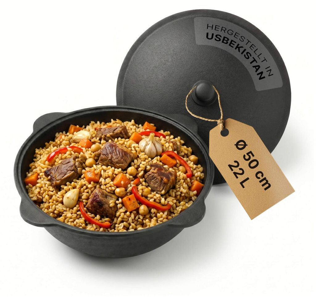 Gusseisen Kasan 22 liter, NAMANGAN, met deksel – Origineel Productafbeelding 