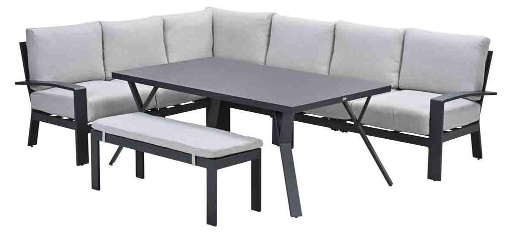 Garden Impressions Rondo Lounge-Dining Set - 6-teilig - carbon black - valley sand