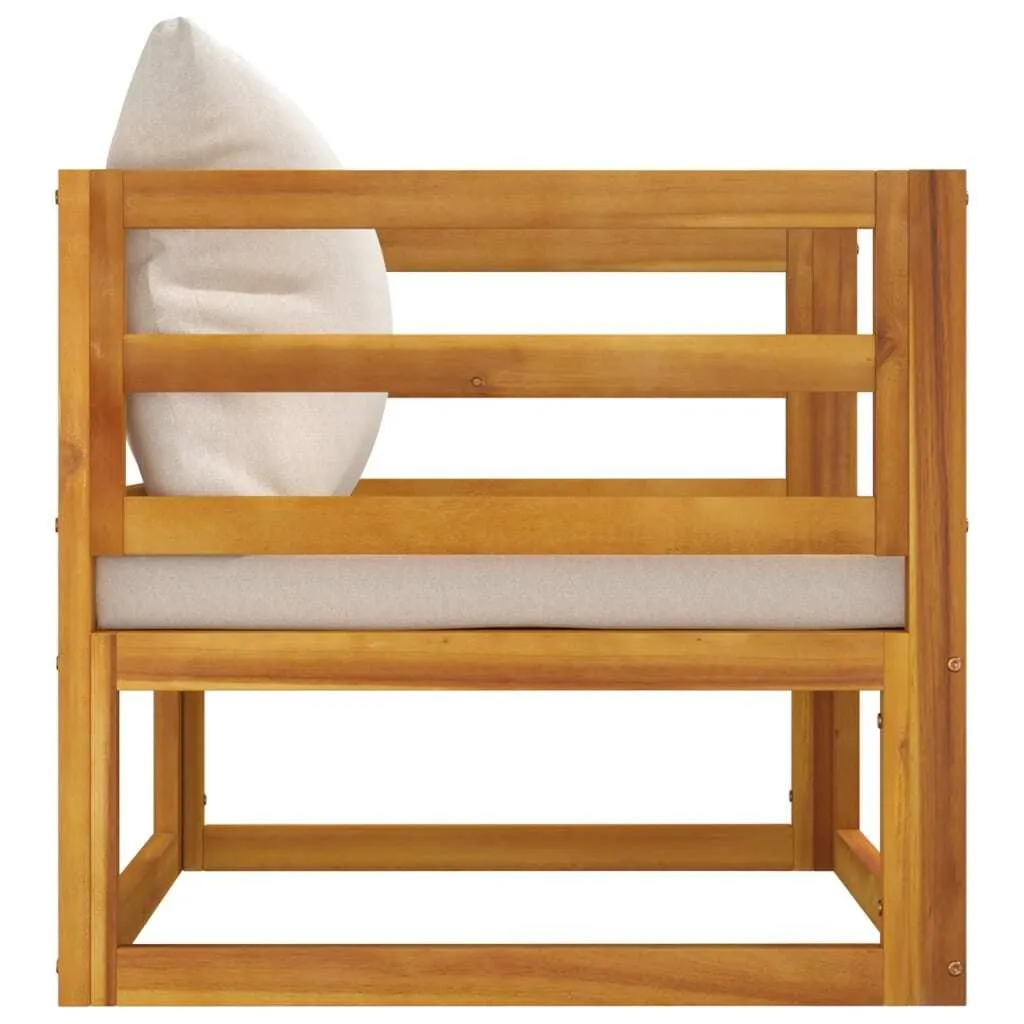 Fauteuil de jardin bois acacia durable avec coussins gris moelleux