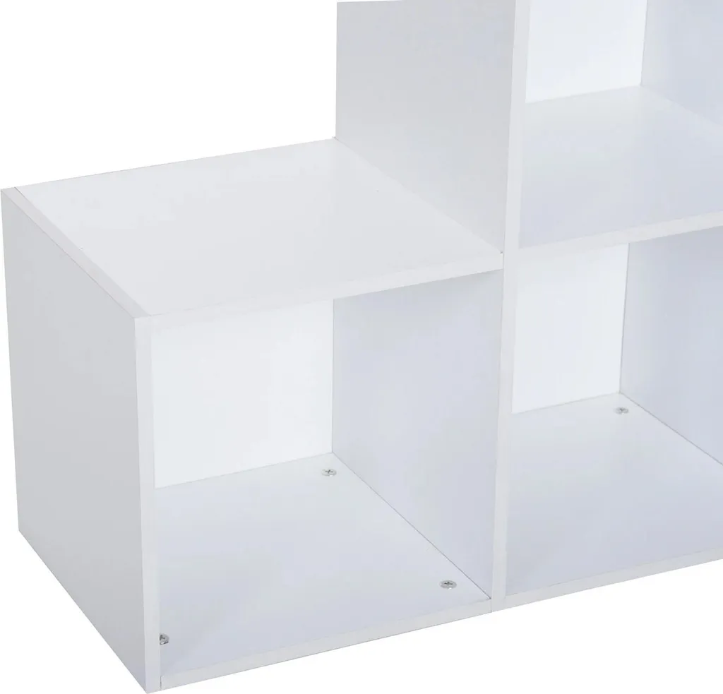 Étagère échelle 6 compartiments en bois blanc - Structure renforcée - 4