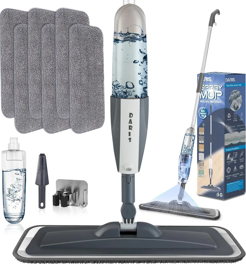 Balai Spray 360° Fini les Seaux - Mop Microfibre pour Sol sans Trace