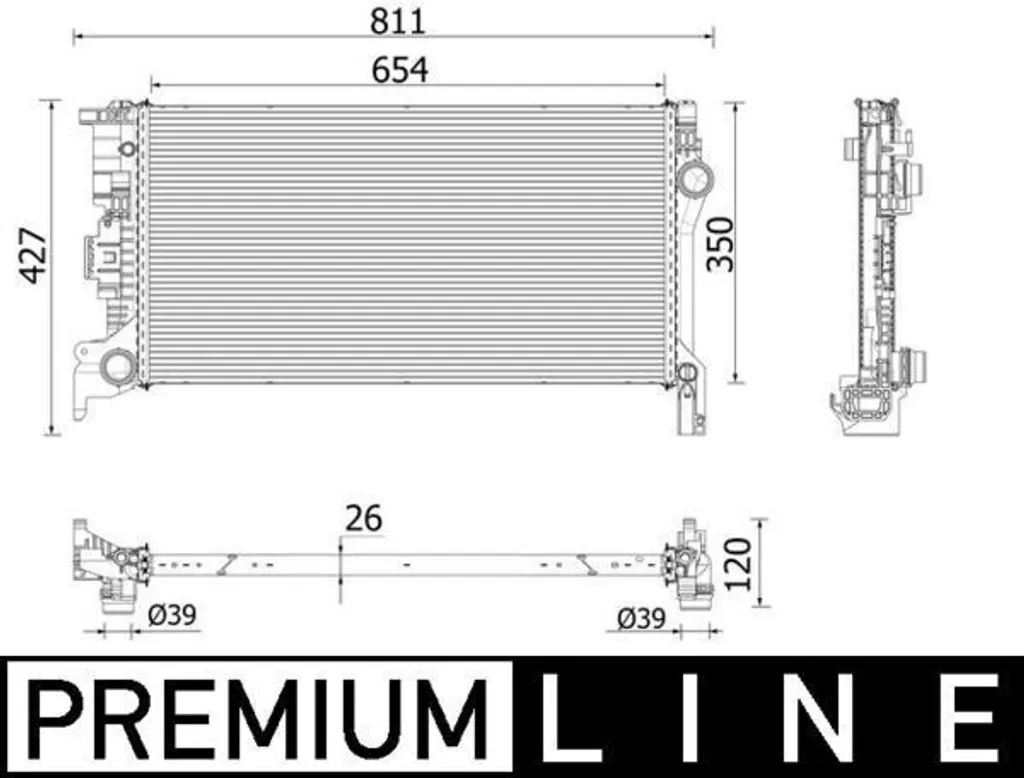 Radiateur de refroidissement moteur en aluminium pour Volvo S90 V90