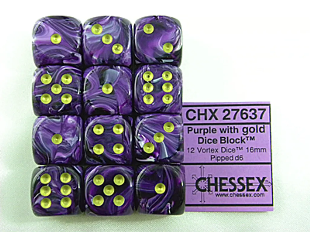 Set de 12 Dés D6 16mm Vortex Lilas pour Warhammer et Jeux de Rôle