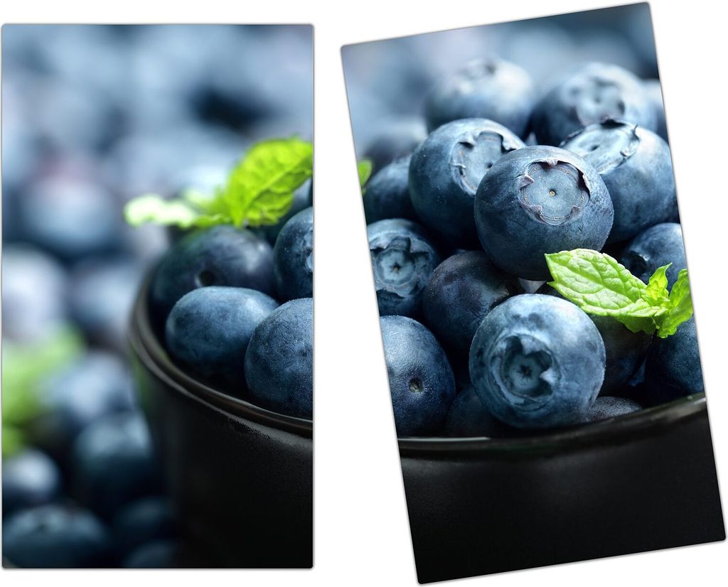 Spritzschutz Herdabdeckplatte Schneidebrett aus Glas Heidelbeeren im Schatten 2-Teilig (60x52cm)