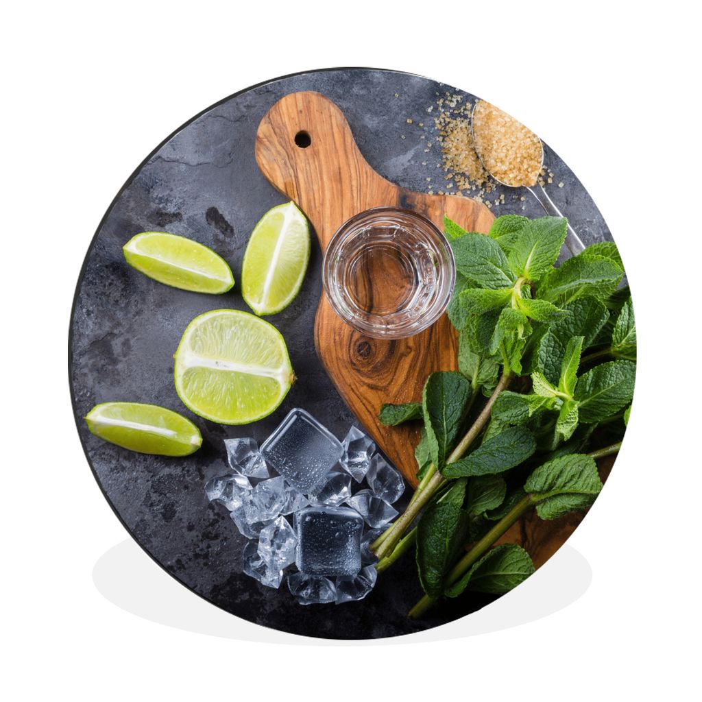 MuchoWow Aluminium Wandkreis Schneidebrett - Glas - Obst - Zitrone Ø 60 cm Wanddeko Modern Wohnzimmer - Wand Kreis - Wandbild - Schlafzimmer - A...