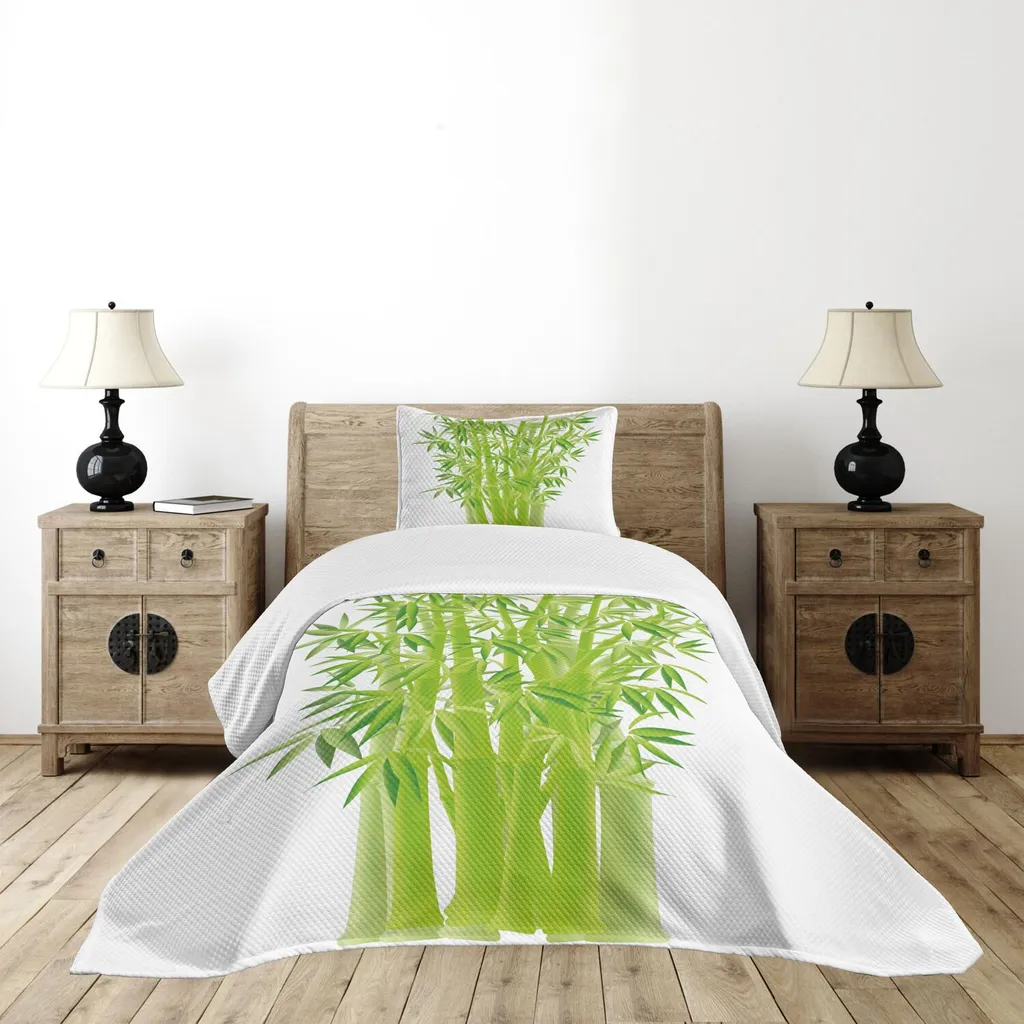 Copriletto Etnico ABAKUHAUS 170x220 cm Verde Lime Jungla Bambù