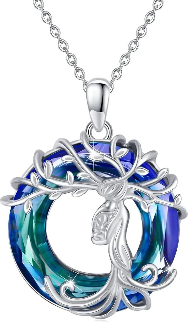 Collier fête des mères en argent et cristal, cadeau fille pour maman