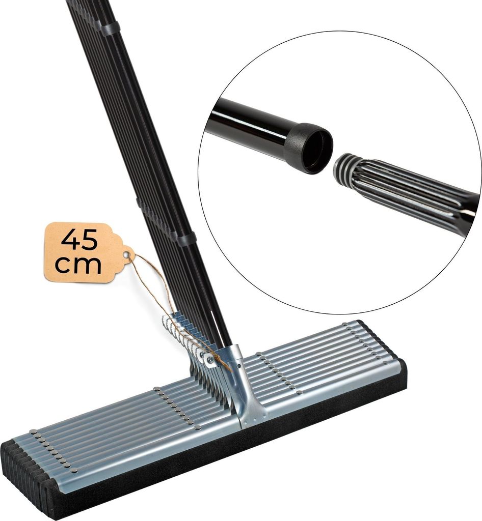 Novaliv 10x Fliesenabzieher Dusche 45 cm Boden mit Schraub- Steckstiel 137 cm Wasserabzieher für Boden Garten Bad Terasse Auto Wasserschieber Meta...
