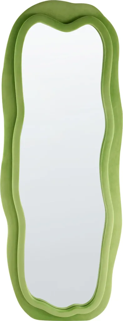 Miroir asymétrique vert anti-distorsion grand format 160cm cadre velours