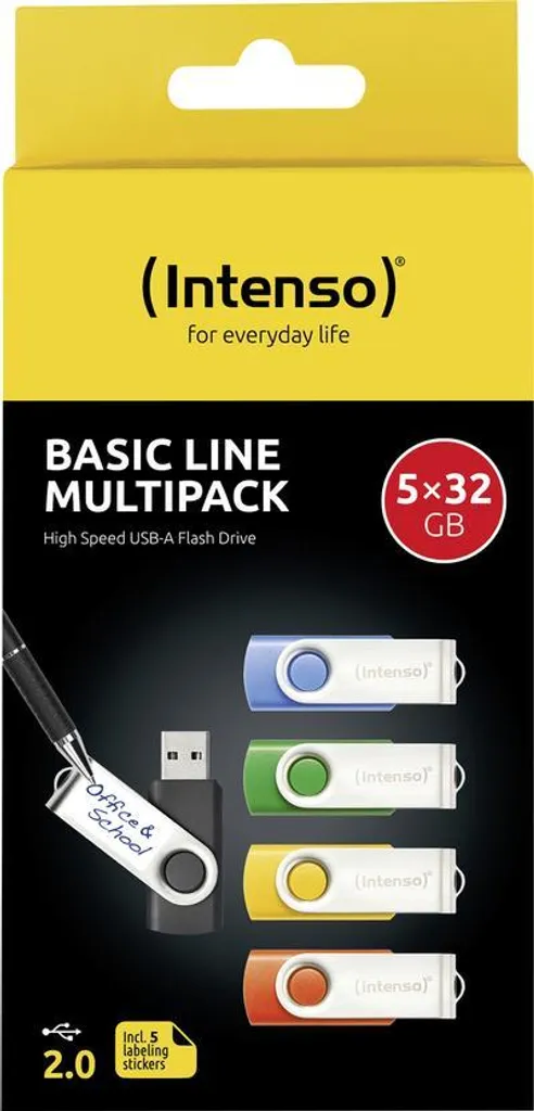 Mémoire Flash USB 2.0 Intenso Basic Line avec capuchon pivotant noir